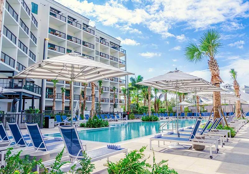 Rooftop Dining and Outdoor Pool shown at the Perry Hotel Naples, FL